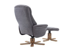 Charcoal Fabric Swivel Recliner with Footstool Oak Base - Home Furniture Interiors
