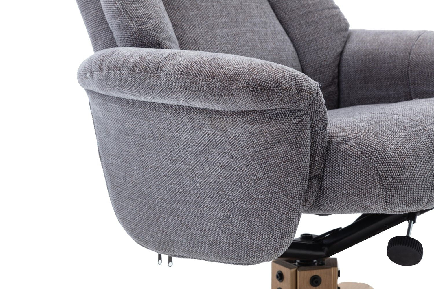 Charcoal Fabric Swivel Recliner with Footstool Oak Base