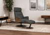 Charcoal Full Leather Swivel Recliner Chair with Footstool