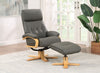 Charcoal Leather Recliner Chair with Footstool