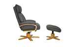 Charcoal Leather Recliner Chair with Footstool - Home Furniture Interiors