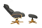 Charcoal Leather Recliner Chair with Footstool - Home Furniture Interiors