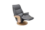 Charcoal Leather Swivel Recliner with Integrated Footstool - Home Furniture Interiors