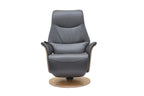 Charcoal Leather Swivel Recliner with Integrated Footstool - Home Furniture Interiors