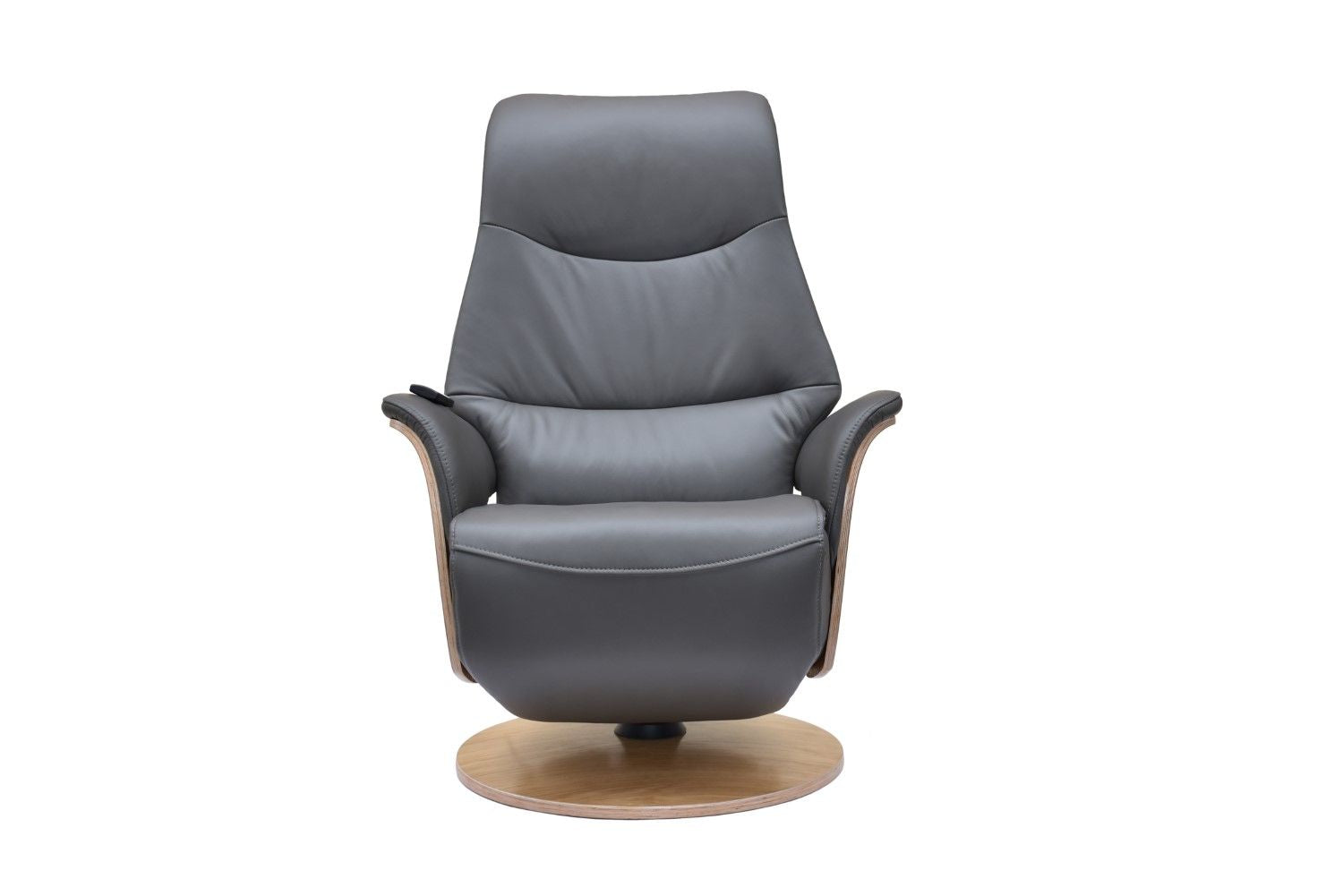 Charcoal Leather Swivel Recliner with Integrated Footstool - Home Furniture Interiors