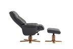 Cinder Leather Effect Recliner with Footstool Oak Base - Home Furniture Interiors