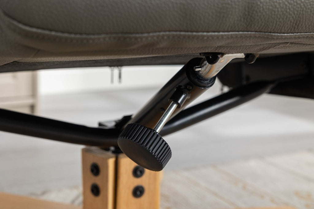 Cinder Leather Effect Recliner with Footstool Oak Base