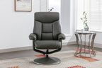 Cinder Leather Effect Swivel Recliner With Footstool - Home Furniture Interiors