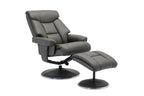 Cinder Leather Effect Swivel Recliner With Footstool - Home Furniture Interiors