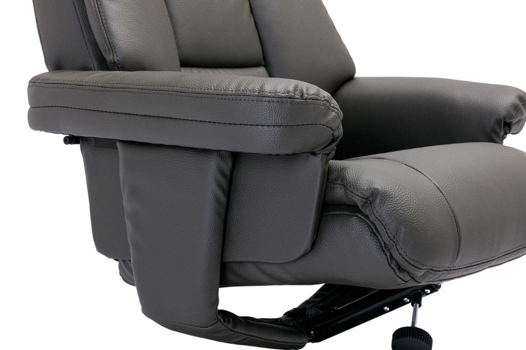 Cinder Leather Effect Swivel Recliner With Footstool