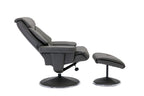 Cinder Leather Effect Swivel Recliner With Footstool - Home Furniture Interiors
