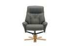 Cinder Leather Large Swivel Recliner Chair with Footstool - Home Furniture Interiors