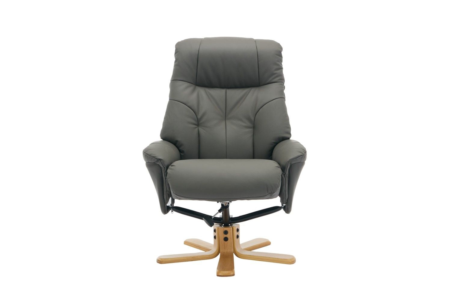 Cinder Leather Large Swivel Recliner Chair with Footstool - Home Furniture Interiors