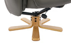 Cinder Leather Large Swivel Recliner Chair with Footstool - Home Furniture Interiors