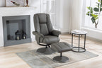 Cinder Leather Match Swivel Recliner Chair with Footstool