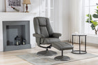 Cinder Leather Match Swivel Recliner Chair with Footstool - Home Furniture Interiors