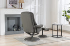 Cinder Leather Match Swivel Recliner Chair with Footstool - Home Furniture Interiors