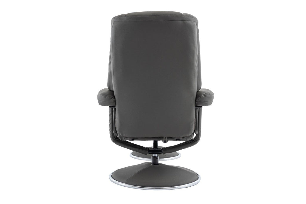 Cinder Leather Match Swivel Recliner Chair with Footstool