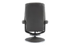 Cinder Leather Match Swivel Recliner Chair with Footstool - Home Furniture Interiors