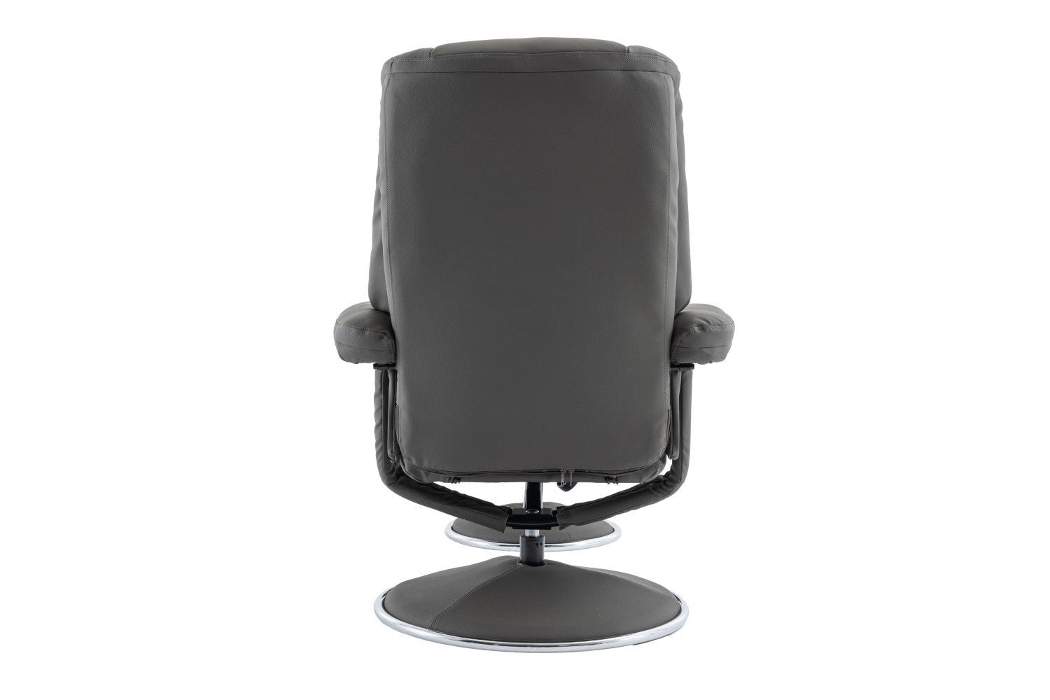 Cinder Leather Match Swivel Recliner Chair with Footstool