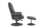 Cinder Leather Match Swivel Recliner Chair with Footstool - Home Furniture Interiors