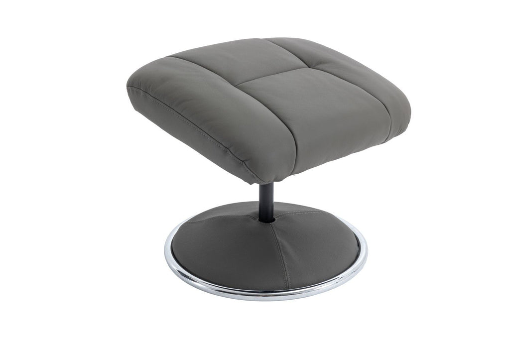 Cinder Leather Match Swivel Recliner Chair with Footstool