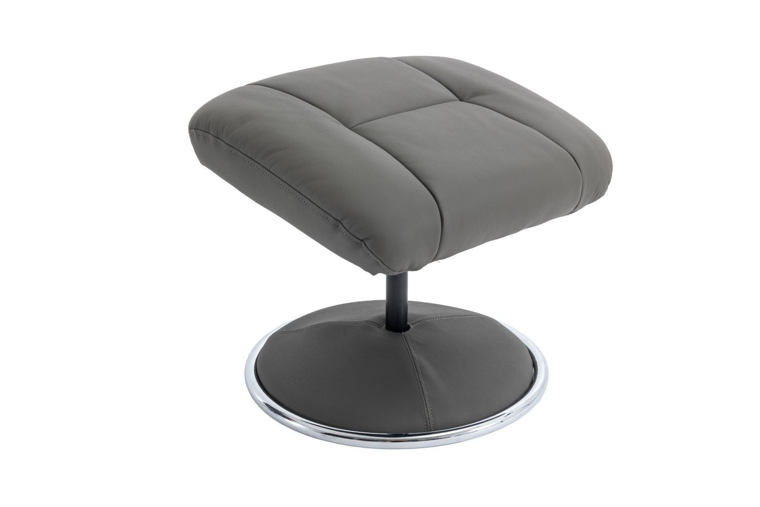 Cinder Leather Match Swivel Recliner Chair with Footstool