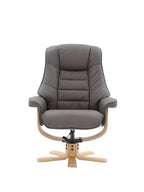 Cinder Leather Swivel Recliner Chair With Footstool - Home Furniture Interiors