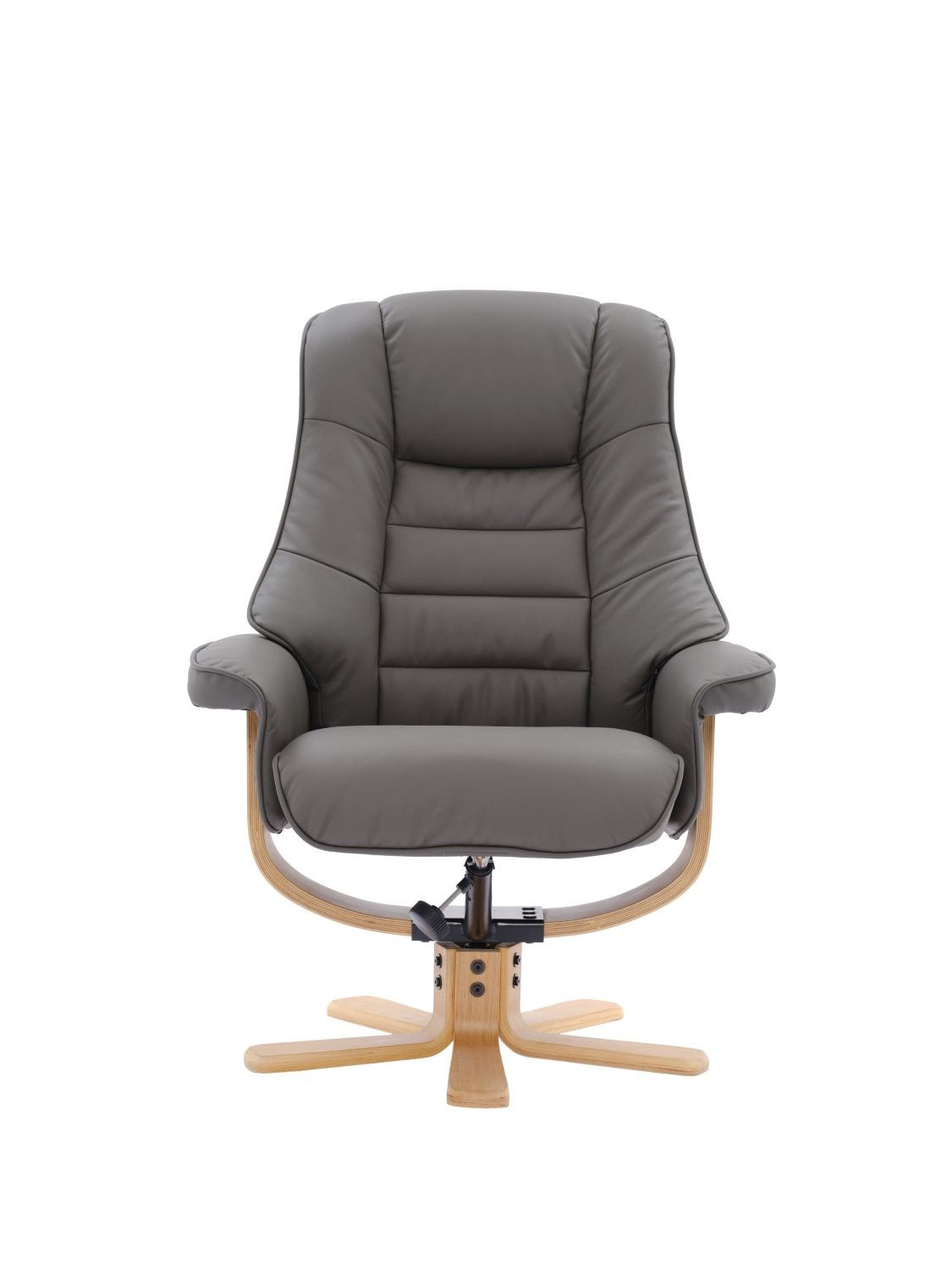 Cinder Leather Swivel Recliner Chair With Footstool