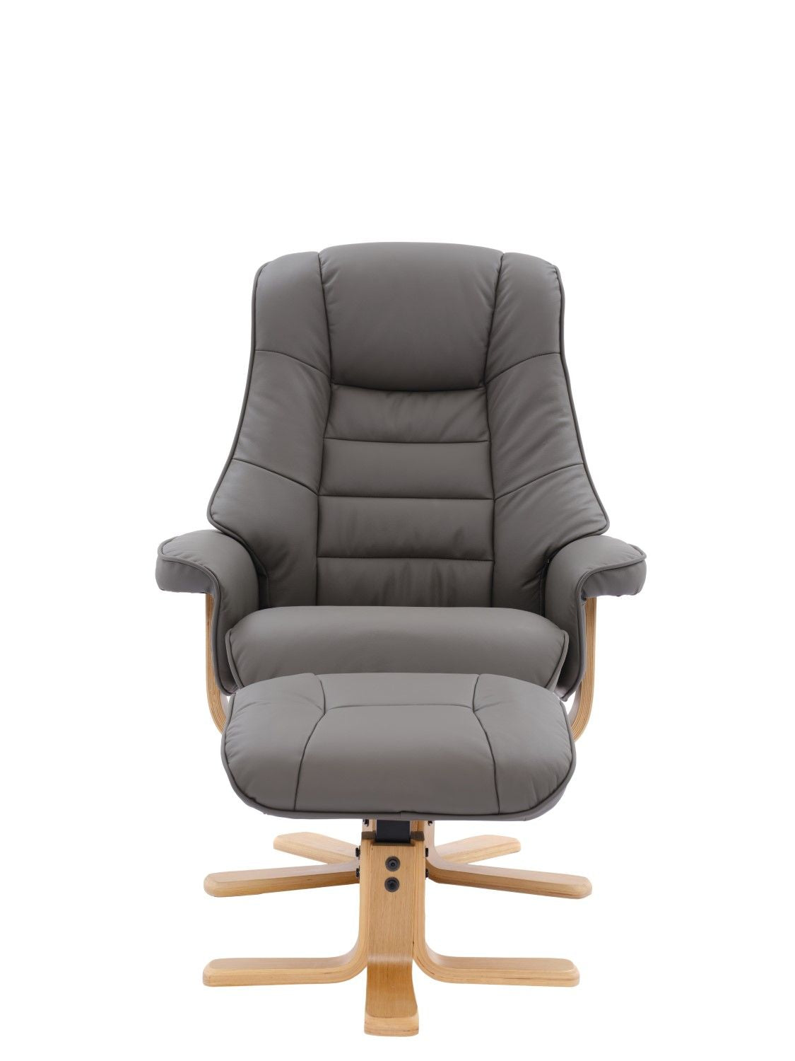 Cinder Leather Swivel Recliner Chair With Footstool