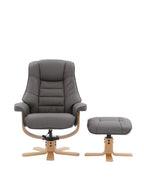 Cinder Leather Swivel Recliner Chair With Footstool - Home Furniture Interiors