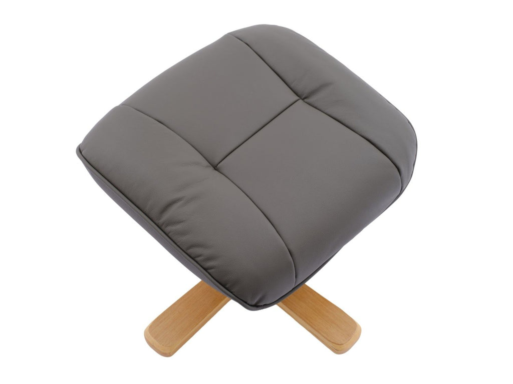 Cinder Leather Swivel Recliner Chair With Footstool