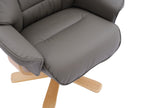 Cinder Leather Swivel Recliner Chair With Footstool - Home Furniture Interiors