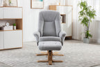 Cloud Fabric Swivel Recliner with Footstool Oak Base - Home Furniture Interiors