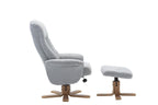Cloud Fabric Swivel Recliner with Footstool Oak Base - Home Furniture Interiors