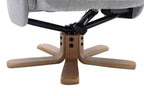 Cloud Fabric Swivel Recliner with Footstool Oak Base - Home Furniture Interiors