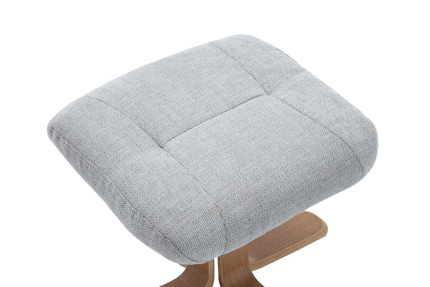 Cloud Fabric Swivel Recliner with Footstool Oak Base