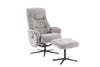 Cloud Grey Fabric Large Swivel Recliner Chair with Footstool