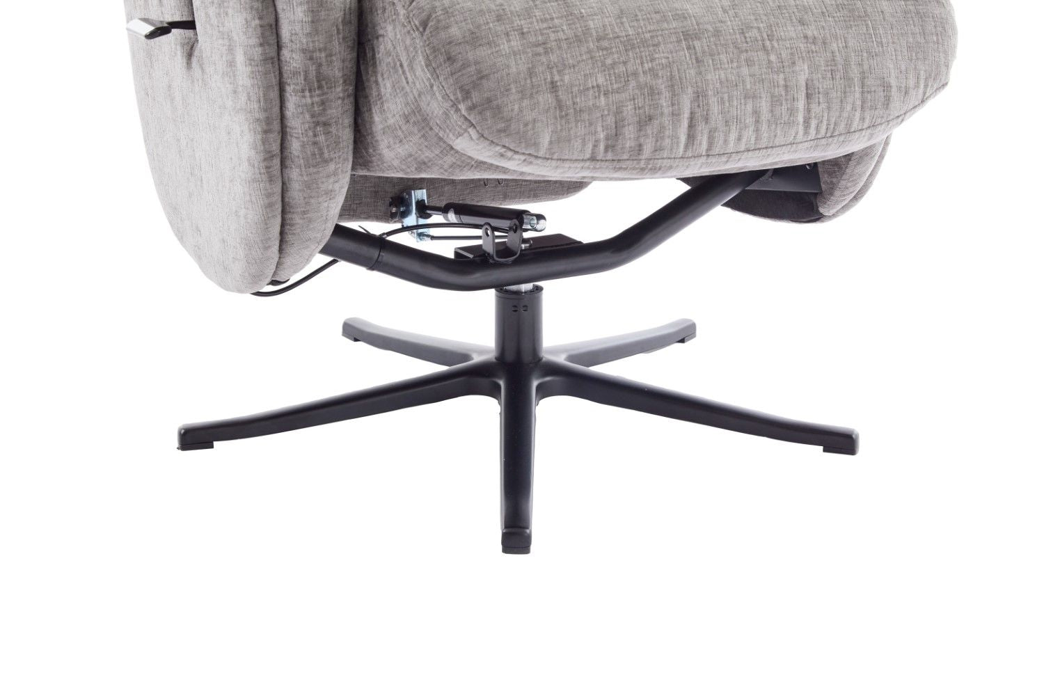 Cloud Grey Fabric Large Swivel Recliner Chair with Footstool