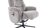 Cloud Grey Fabric Large Swivel Recliner Chair with Footstool - Home Furniture Interiors