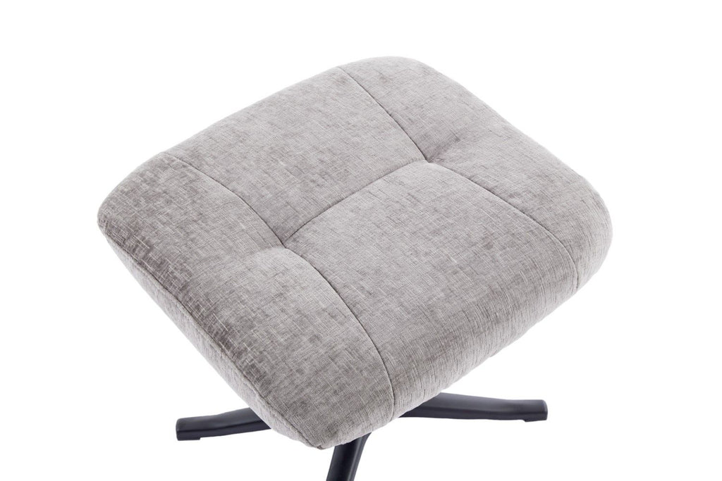 Cloud Grey Fabric Large Swivel Recliner Chair with Footstool