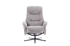 Cloud Grey Fabric Large Swivel Recliner Chair with Footstool - Home Furniture Interiors