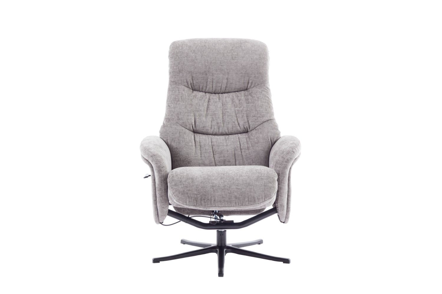 Cloud Grey Fabric Large Swivel Recliner Chair with Footstool