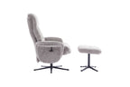 Cloud Grey Fabric Large Swivel Recliner Chair with Footstool - Home Furniture Interiors