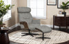 Cocoa Fabric Swivel Recliner with Footstool