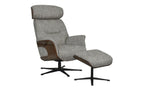 Cocoa Fabric Swivel Recliner with Footstool - Home Furniture Interiors