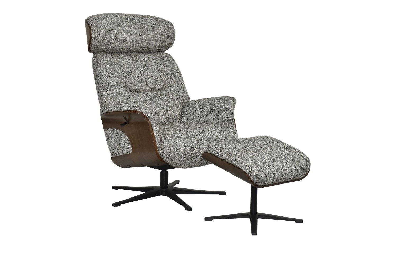 Cocoa Fabric Swivel Recliner with Footstool