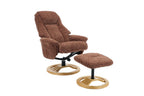 Copperblush Fabric Swivel Recliner Chair With Footstool