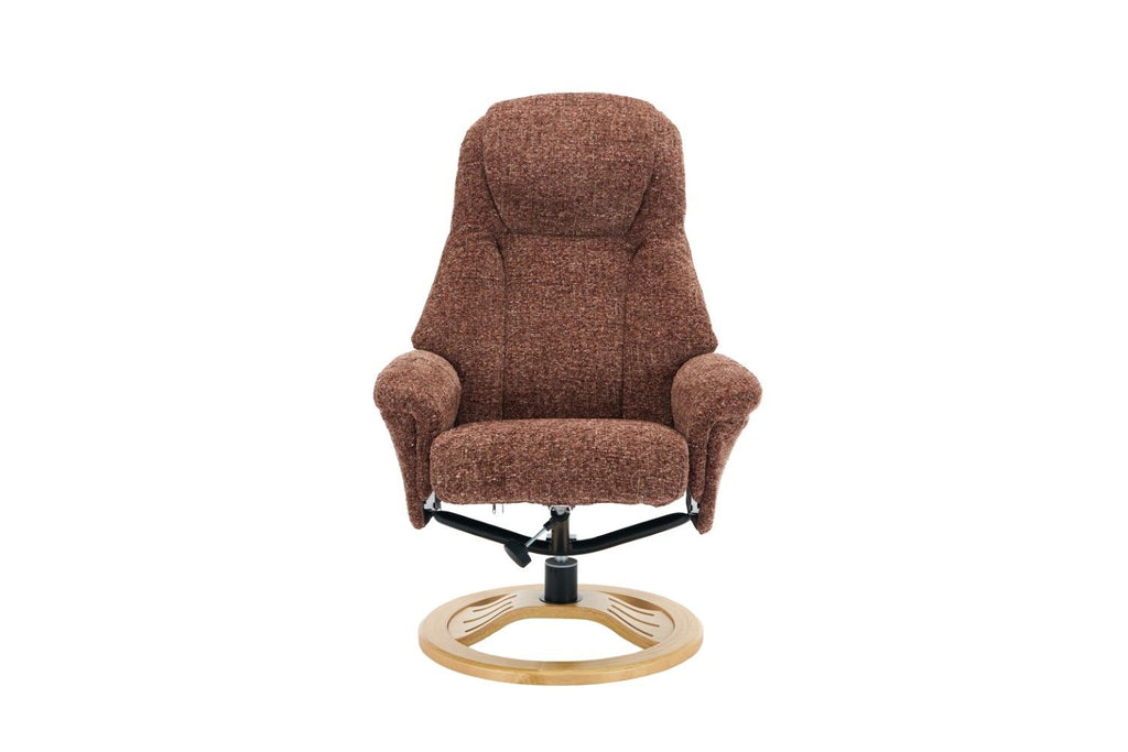 Copperblush Fabric Swivel Recliner Chair With Footstool