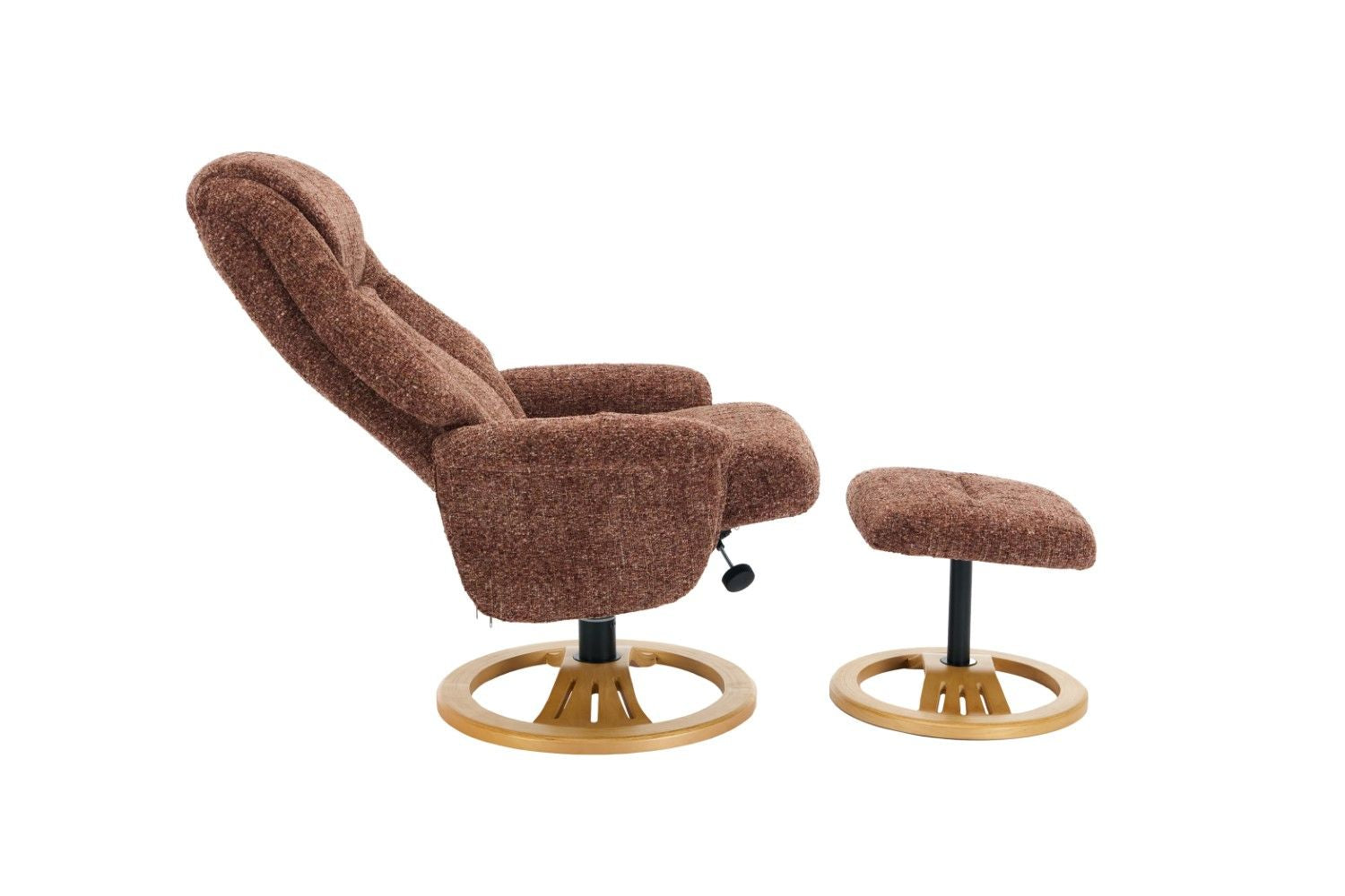 Copperblush Fabric Swivel Recliner Chair With Footstool